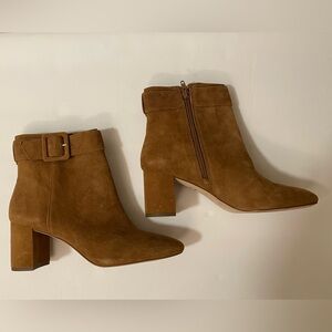 7.5M Ann Taylor Camel Real Suede Leather Ankle Boots- Pointed Toe NWT-New! 3”